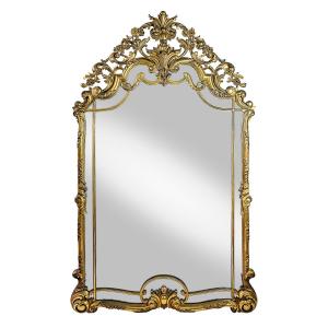 Large Antique Spanish Hand Carved Giltwood Wall Mirror