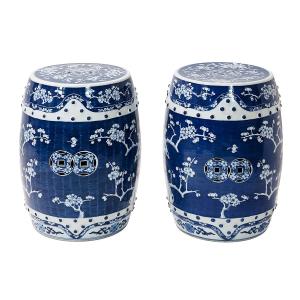 Pair Of Hand-painted Chinese Ceramic Garden Stools