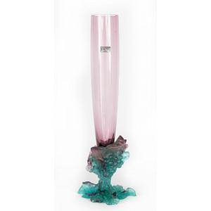 Daum Bacchus French Vase In Green Amethyst, Glass Paste
