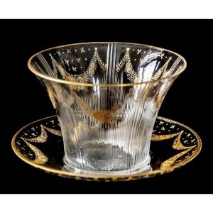 Set Of French Baccarat / Saint Louis Crystal Centerpiece/bowl With Plate