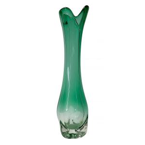 Large Vintage Tall Vase In Handmade Emerald Green Murano Glass