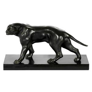 French Art Deco Panther Sculpture With Patina By Jacques Limousin