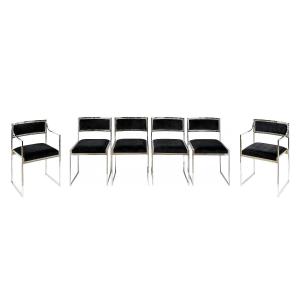 Set Of 6 Italian Chrome Chairs In Mid-century Style,  Willy Rizzo
