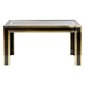 Mid-century Italian Console In Brass, Wood And Glass