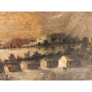 View Of A South American Or Caribbean Village Late XIXth Early XXth