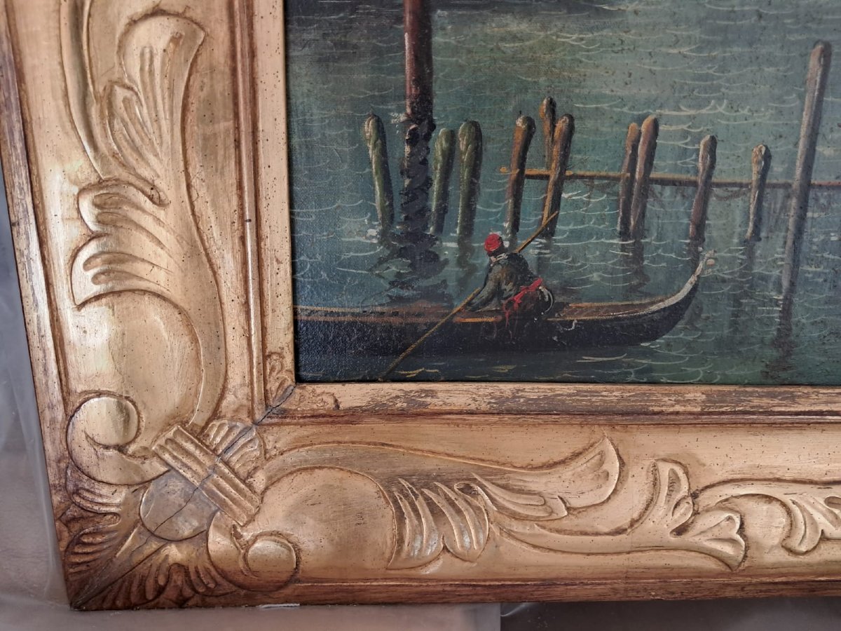 Bellissimo quadro olio su tela raffigurante laguna veneziana e punta della dogana, Venezia-photo-4