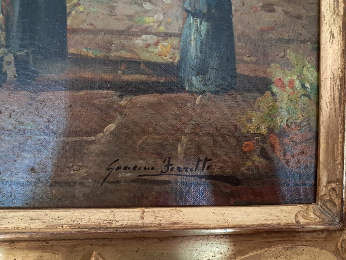 Bellissimo quadro olio su tela raffigurante laguna veneziana e punta della dogana, Venezia-photo-1