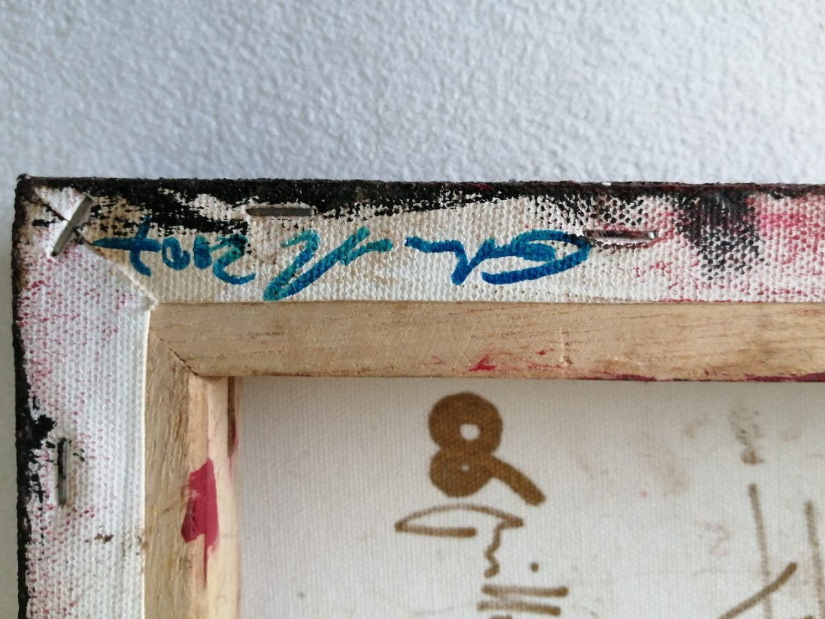 Dipinto a tecnica mista su tela, raffigurante la scritta "Art"-photo-2