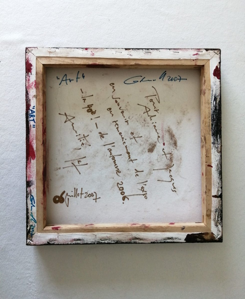 Dipinto a tecnica mista su tela, raffigurante la scritta "Art"-photo-3