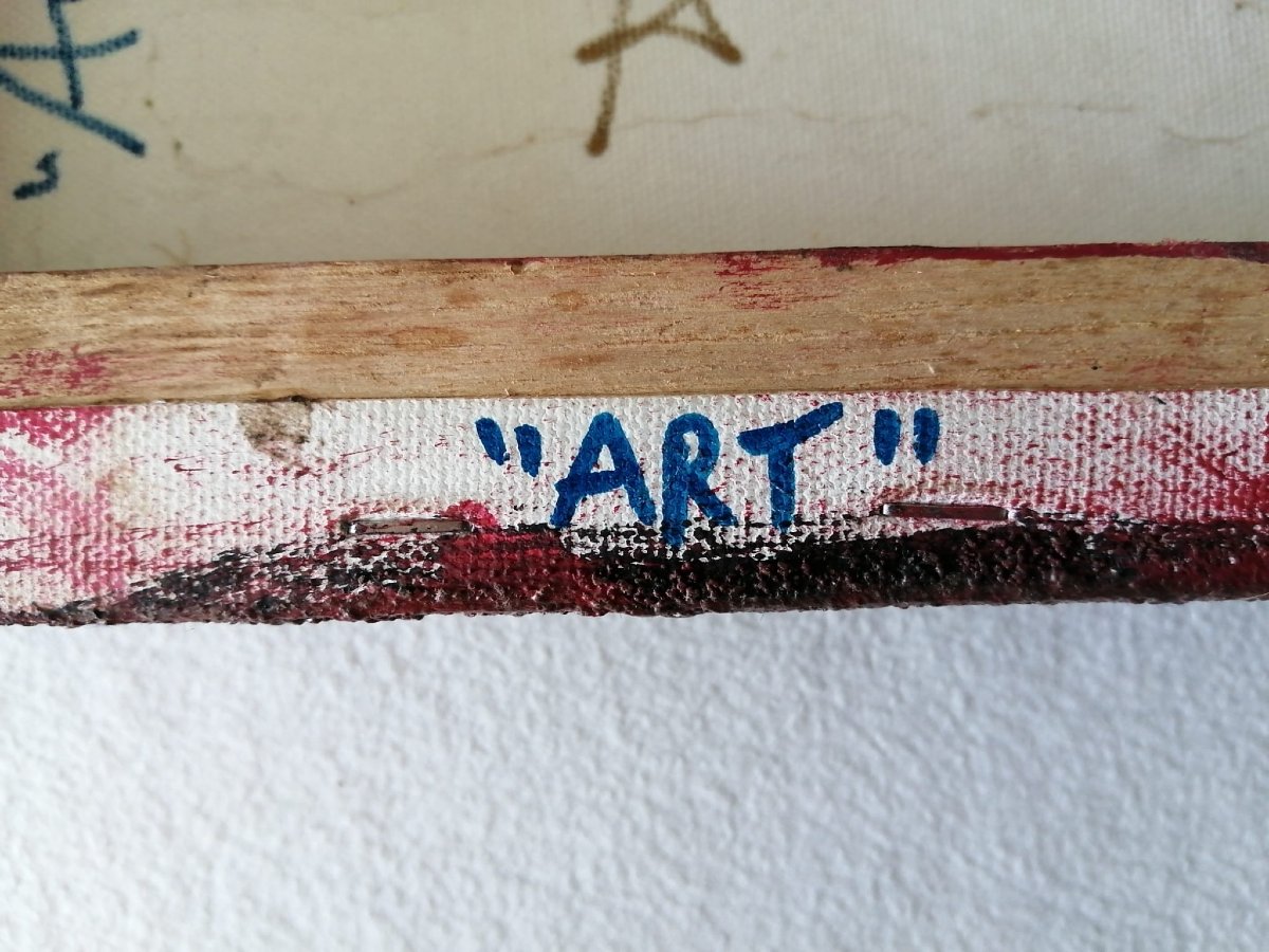 Dipinto a tecnica mista su tela, raffigurante la scritta "Art"-photo-2