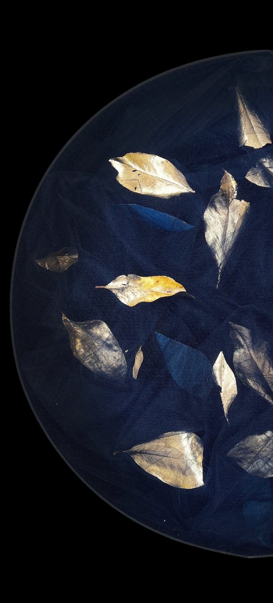 Gold Leaves -  elementi naturali, tessuto, carta, collage, acrilici, foglia oro-photo-2