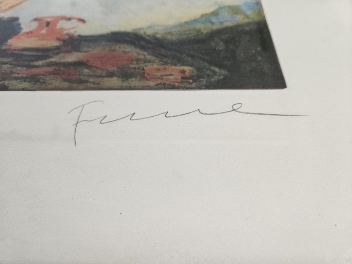Elide fra i cuscini Litografia. Firmato in basso a destra Fiume-photo-4