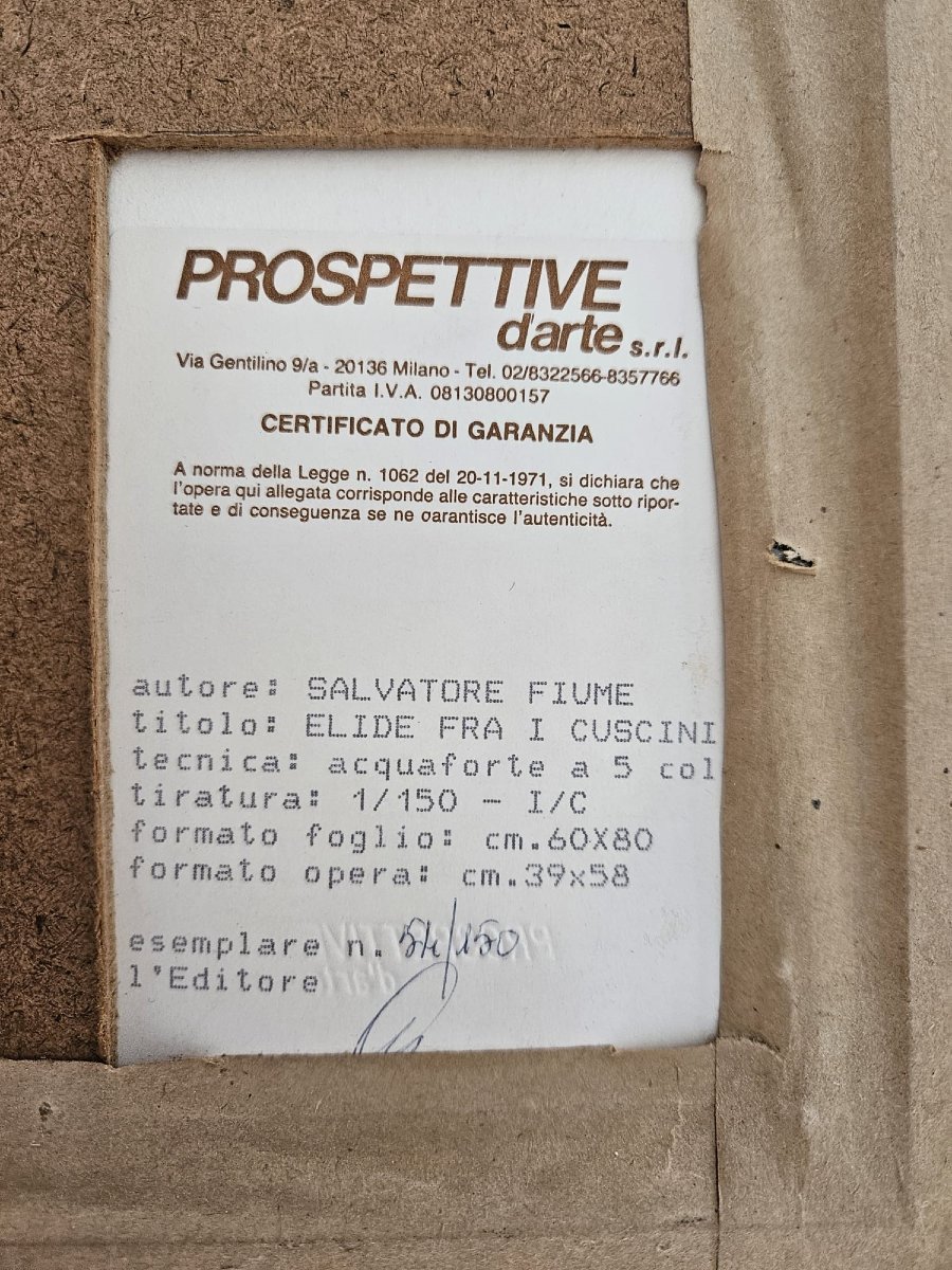 Elide fra i cuscini Litografia. Firmato in basso a destra Fiume-photo-2