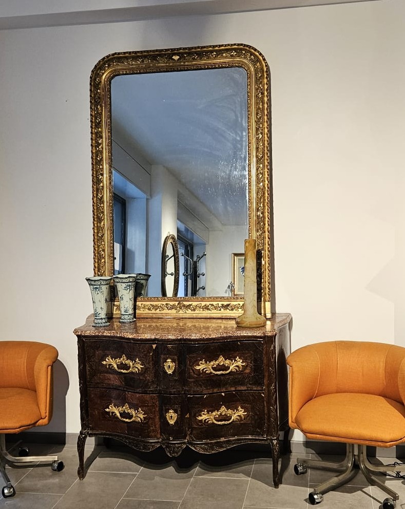Specchiera fine '800 in legno scolpito e dorato con doratura francese -photo-2