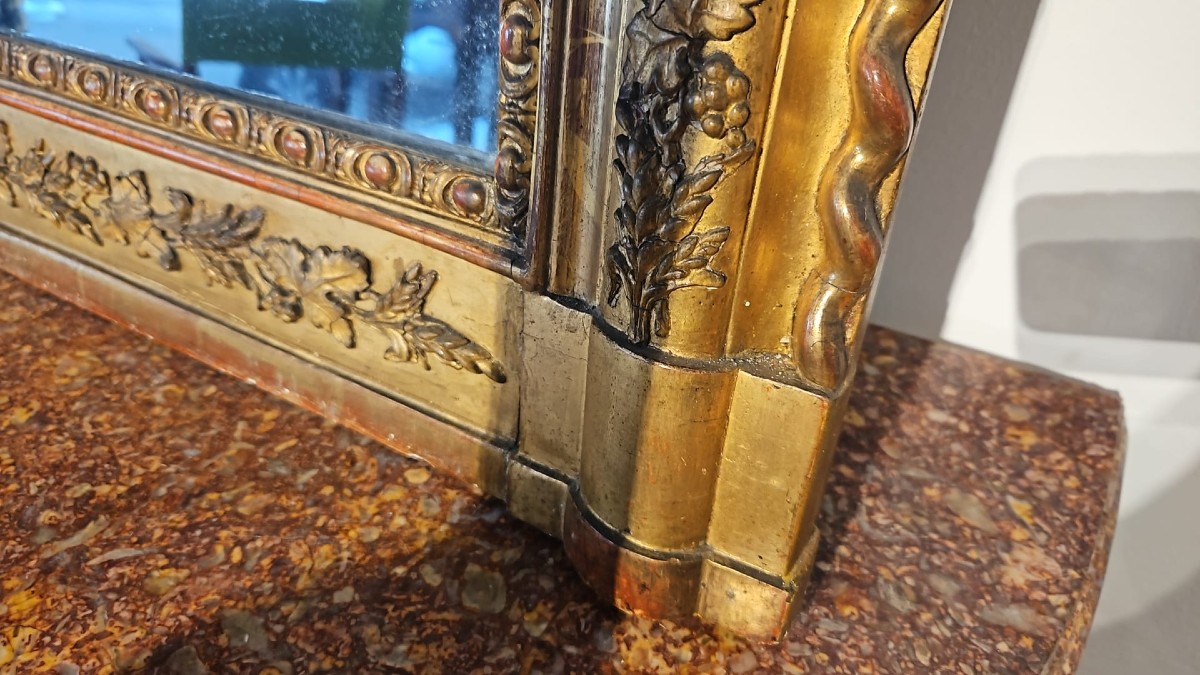 Specchiera fine '800 in legno scolpito e dorato con doratura francese -photo-4