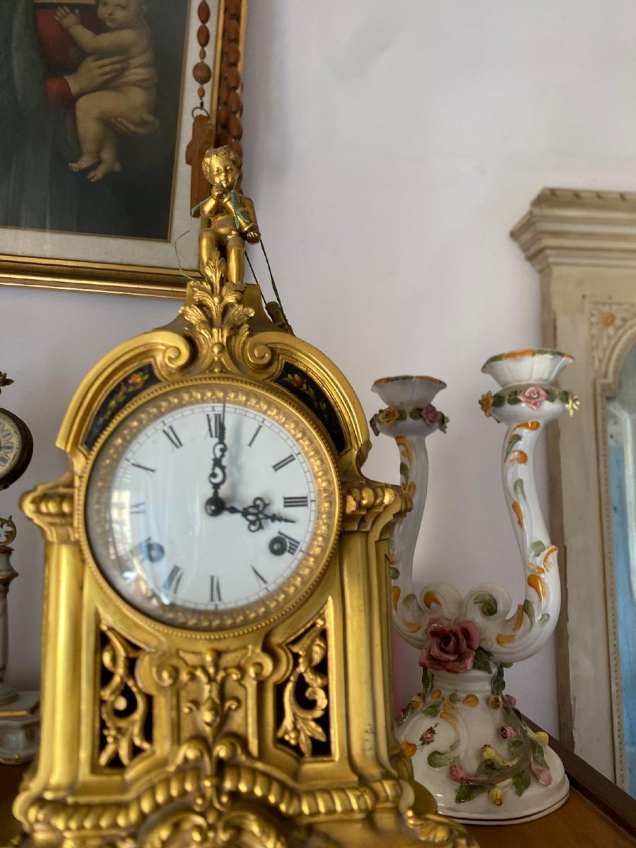 Orologio in bronzo laccato in oro-photo-4