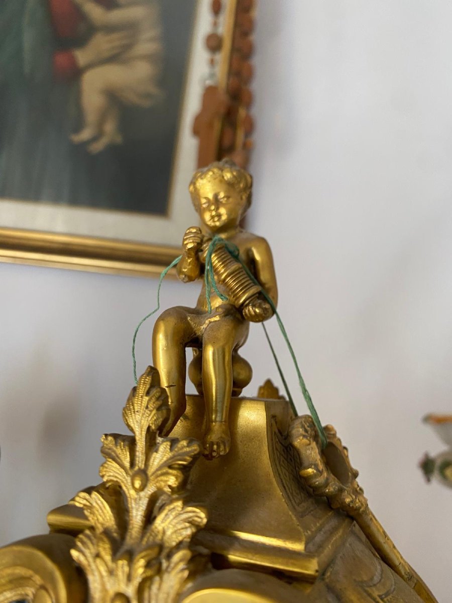 Orologio in bronzo laccato in oro-photo-6