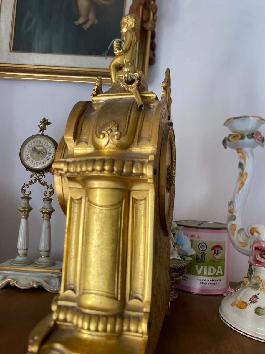 Orologio in bronzo laccato in oro-photo-7