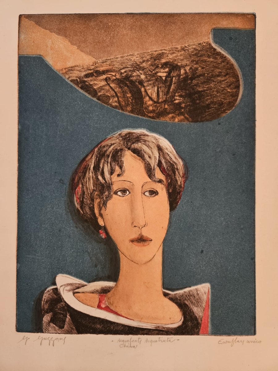 "Il sogno" Acquaforte - china dell'artista Giuseppe Guzzone-photo-2