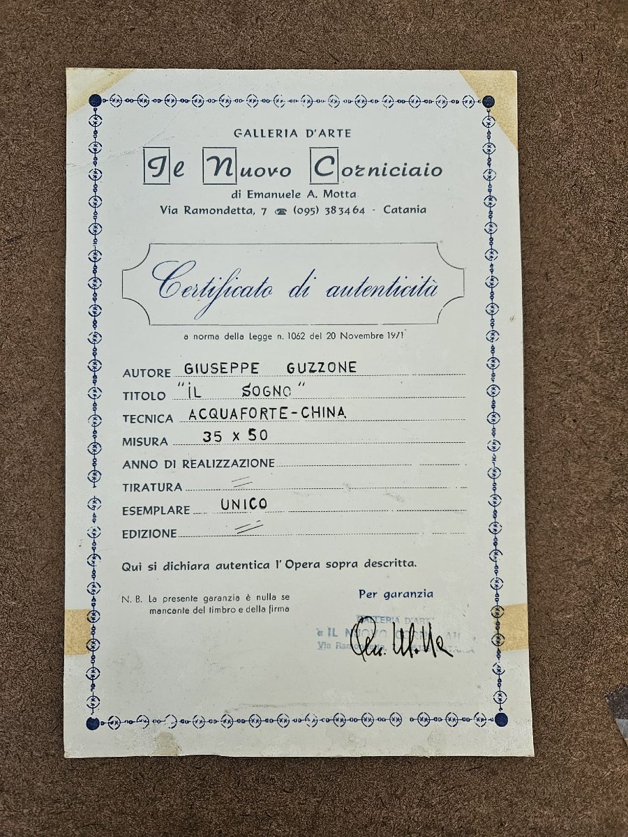 "Il sogno" Acquaforte - china dell'artista Giuseppe Guzzone-photo-3