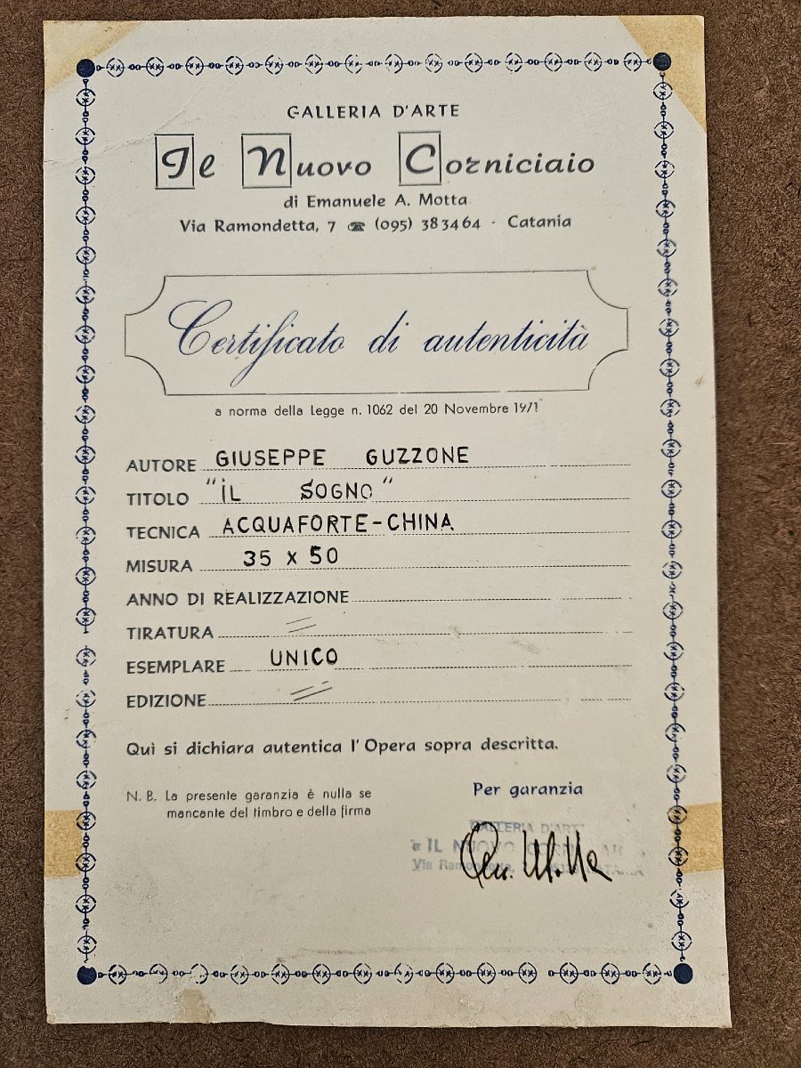 "Il sogno" Acquaforte - china dell'artista Giuseppe Guzzone-photo-4
