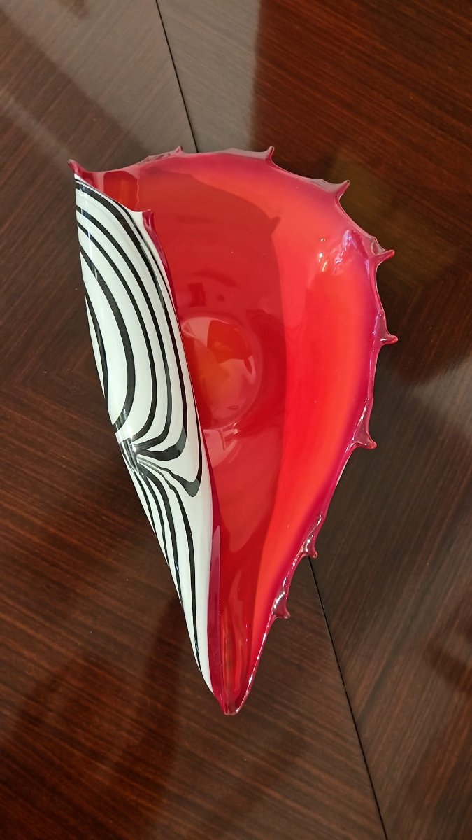 Centrotavola in vetro artistico "Zebra" di Józefina Glassworks, Krosno, Polonia-photo-4