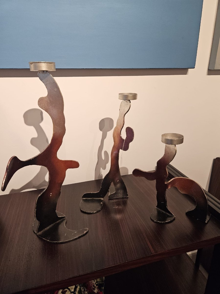 Trittico di Candelabri Modulari Brutalisti – Anni '80/'90 -photo-1