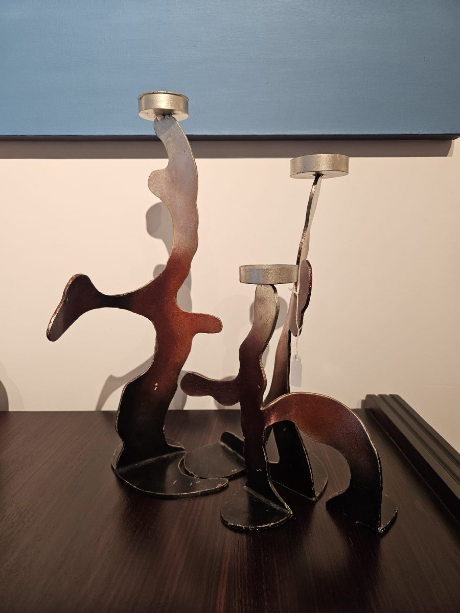 Trittico di Candelabri Modulari Brutalisti – Anni '80/'90 