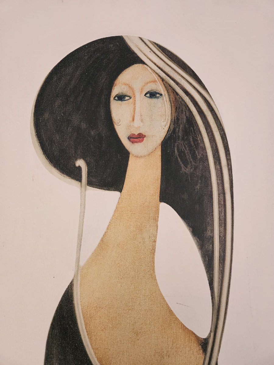 Cesare D'Angelo, dipinto Donna con cappello-photo-3