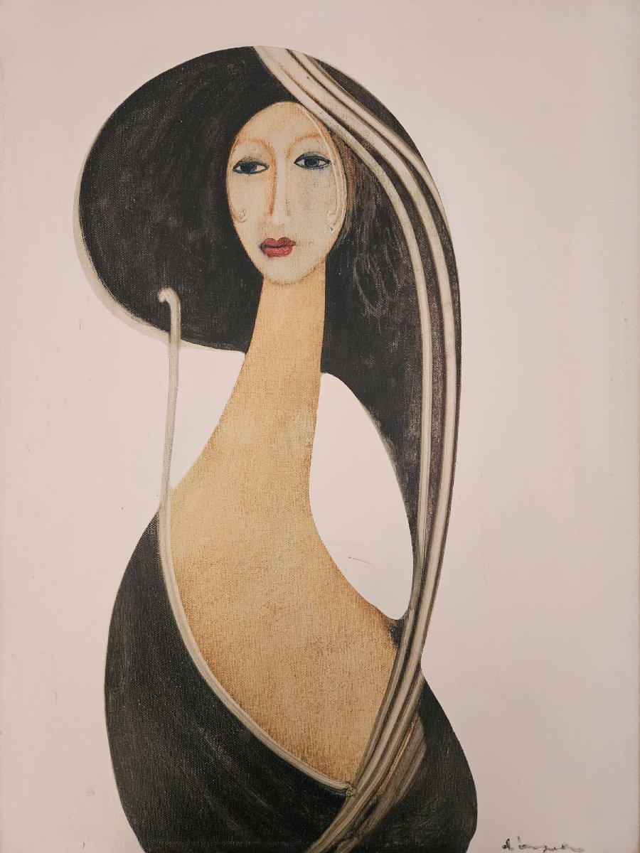 Cesare D'Angelo, dipinto Donna con cappello-photo-4
