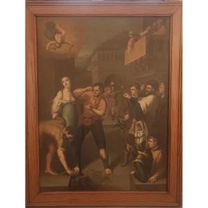 Martirio di Sant'Agata, oleografia su tela 