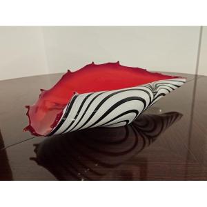 Centrotavola in vetro artistico "Zebra" di Józefina Glassworks, Krosno, Polonia