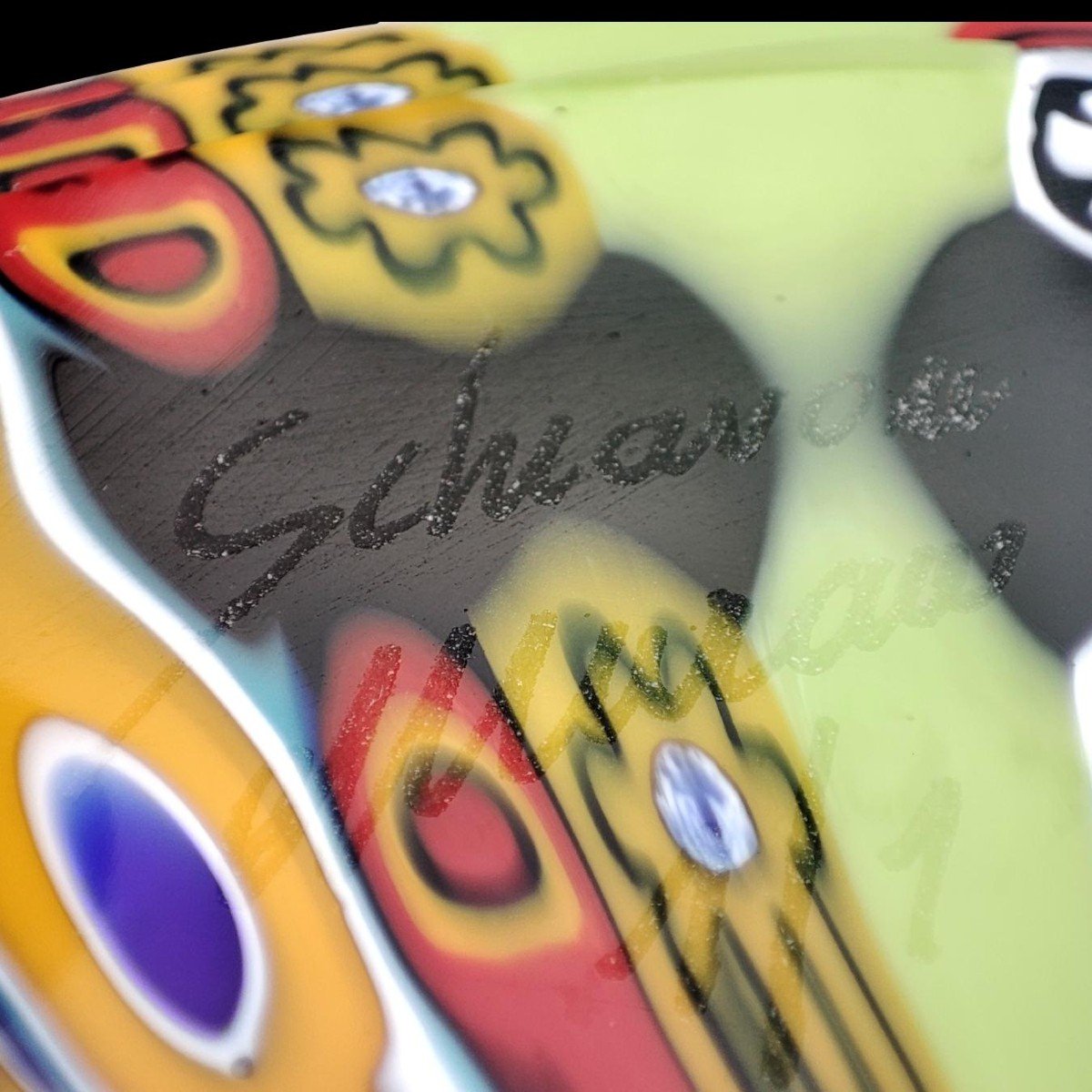 Bellissimo Vaso in vetro firmato Schiavon, collezione Black Tribe. Pezzo unico-photo-2