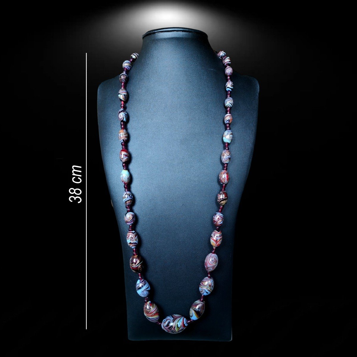 Antica Collana Lunga in perle di vetro di Murano-photo-2