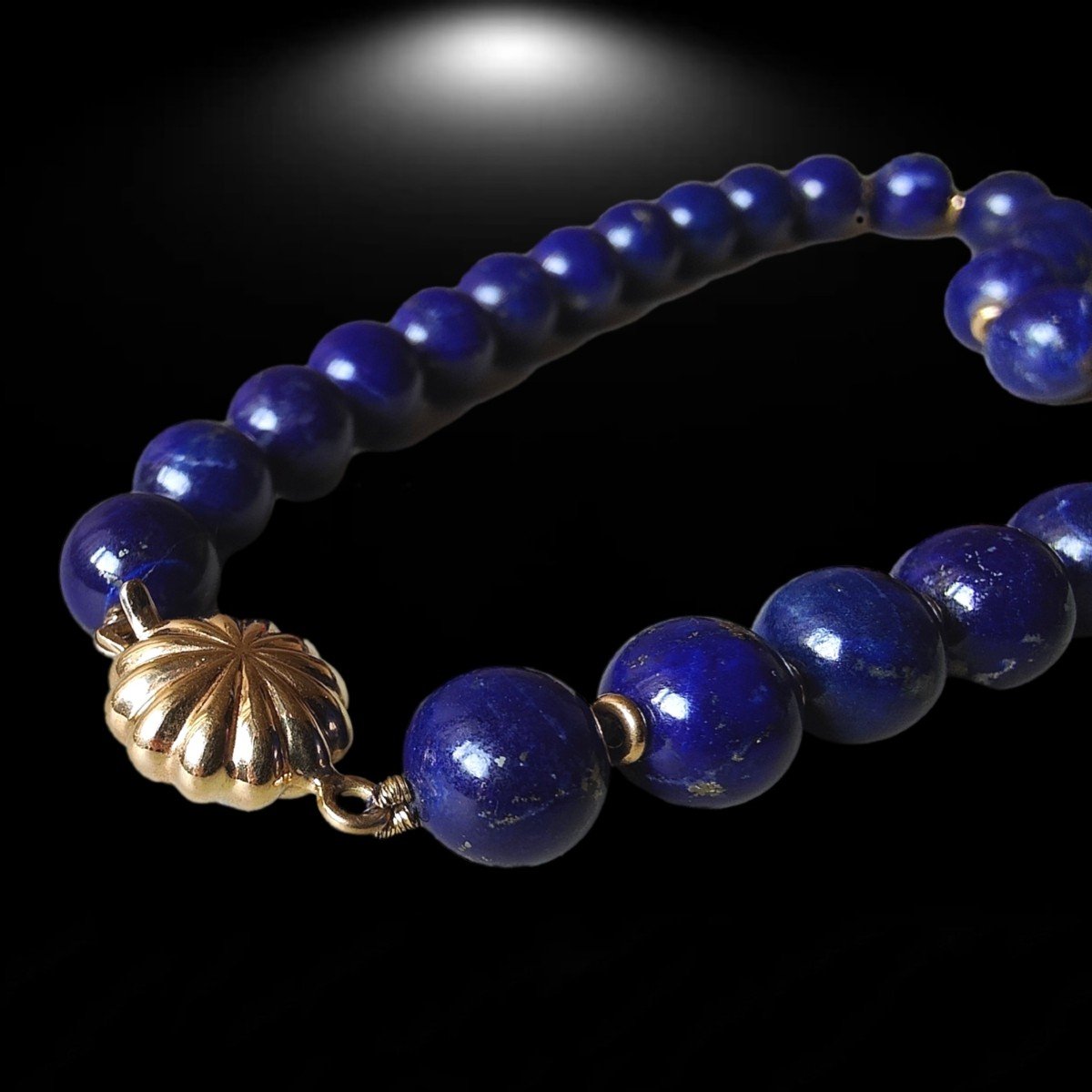 Bel collier in Lapislazuli con susta ed anelli in oro 18 kt-photo-3