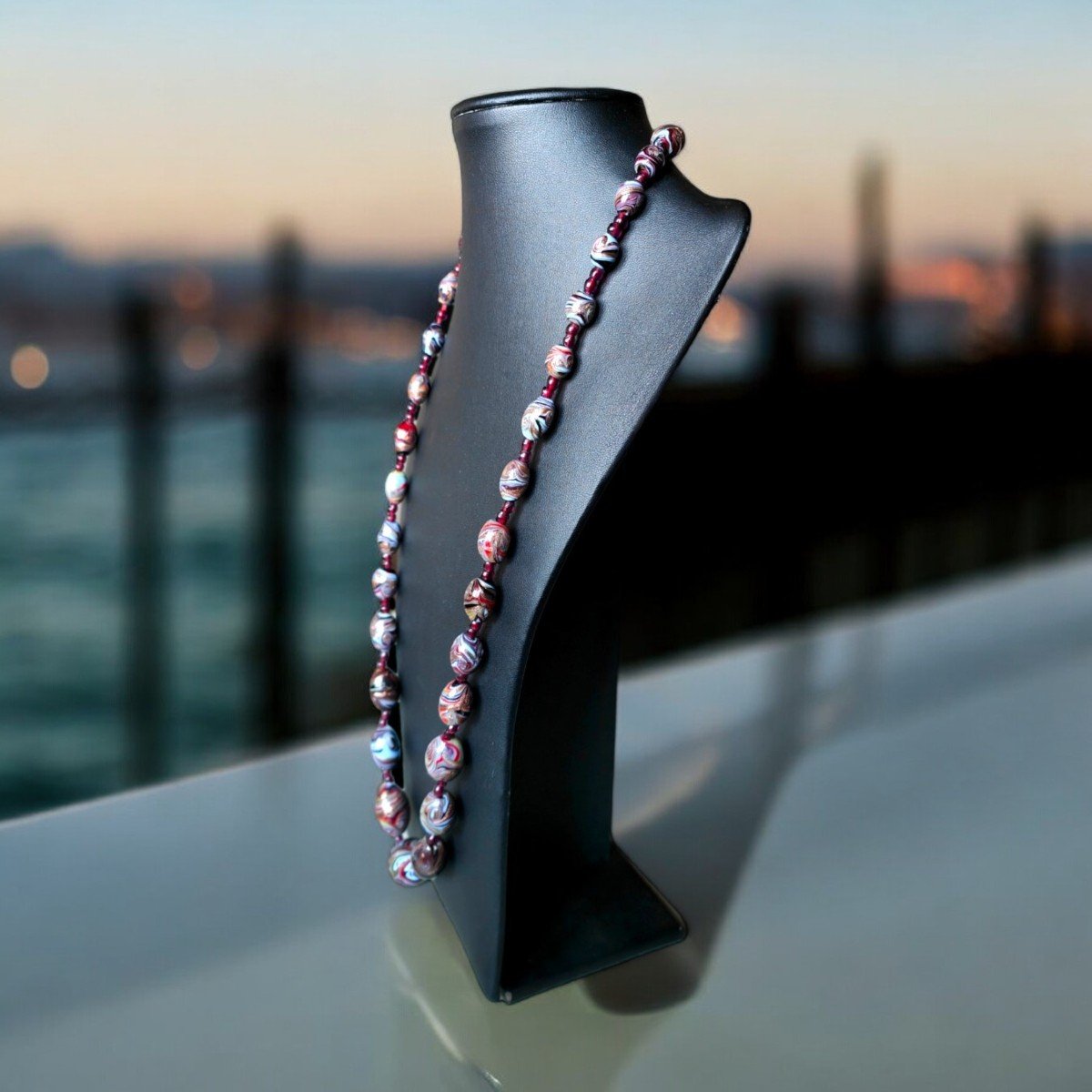 Antica Collana Lunga in perle di vetro di Murano-photo-3