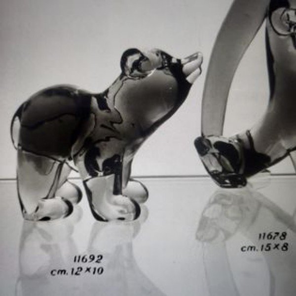 1957 - Seguso Vetri d'Arte Flavio Poli, Orsetto in Vetro Sommerso al Neodimio-photo-4