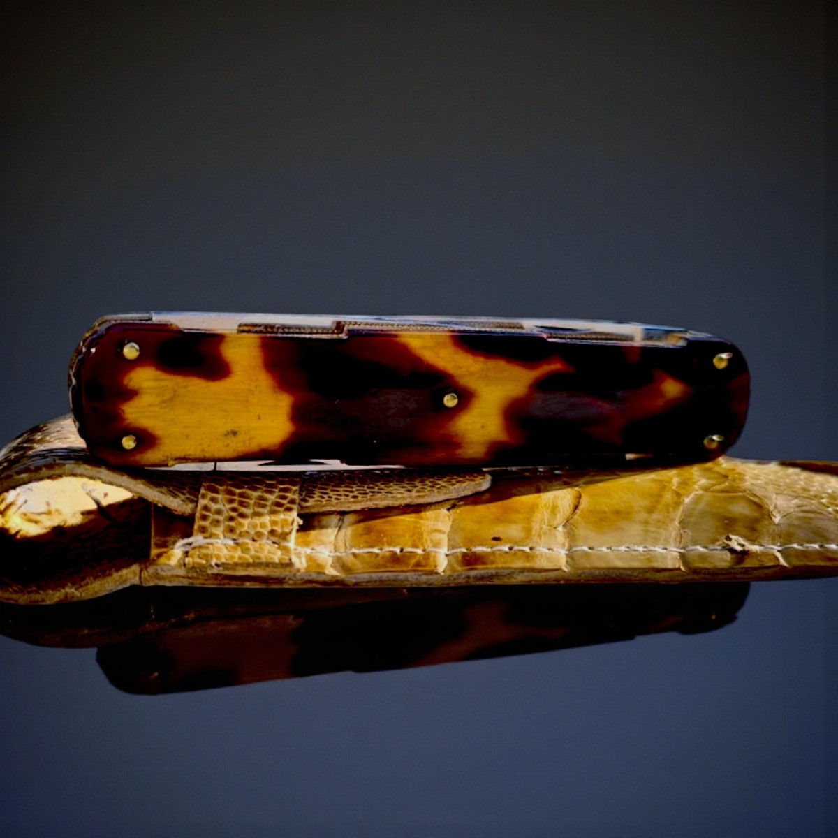 Coltello a 4 lame taglia piume, da notaio. Realizzato a mano-photo-2