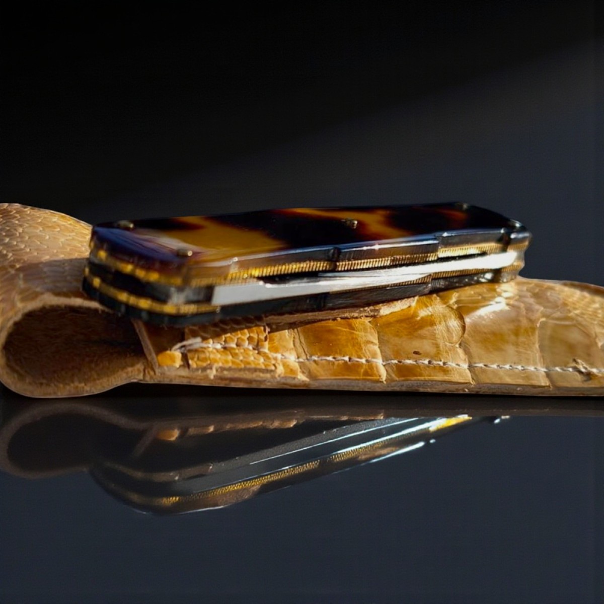 Coltello a 4 lame taglia piume, da notaio. Realizzato a mano-photo-1