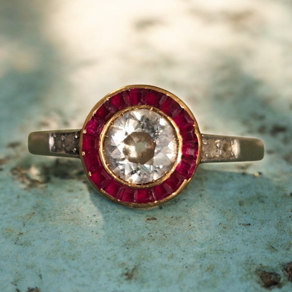 Anello Art Déco con diamanti da 0,62 carati e rubini birmani. C 1925-photo-3