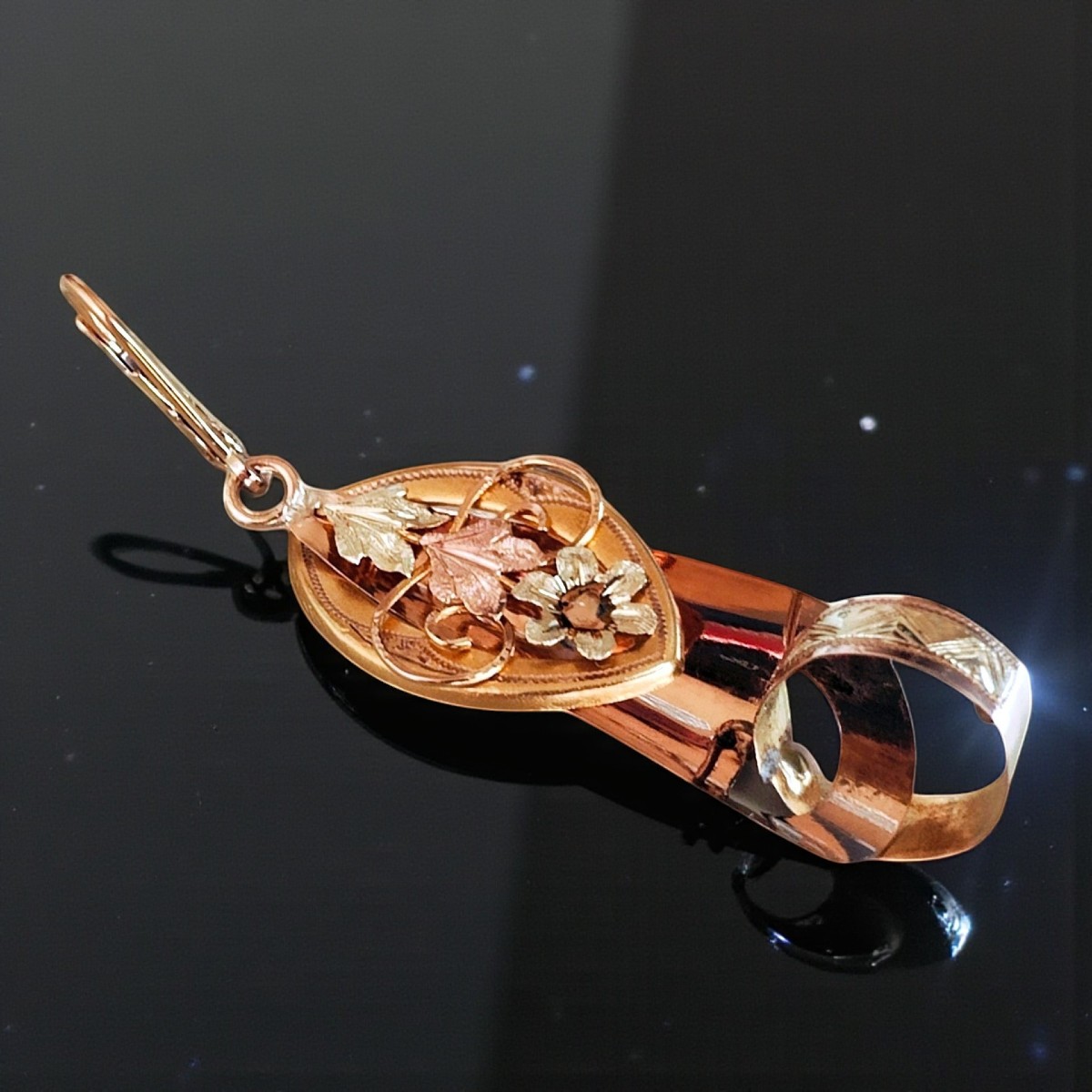 Antichi orecchini Borbonici in oro tre Colori-photo-1