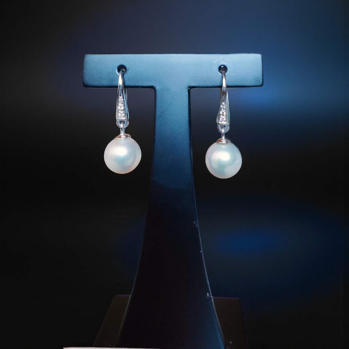 Orecchini in oro Bianco con Perle Australiane e Diamanti-photo-2