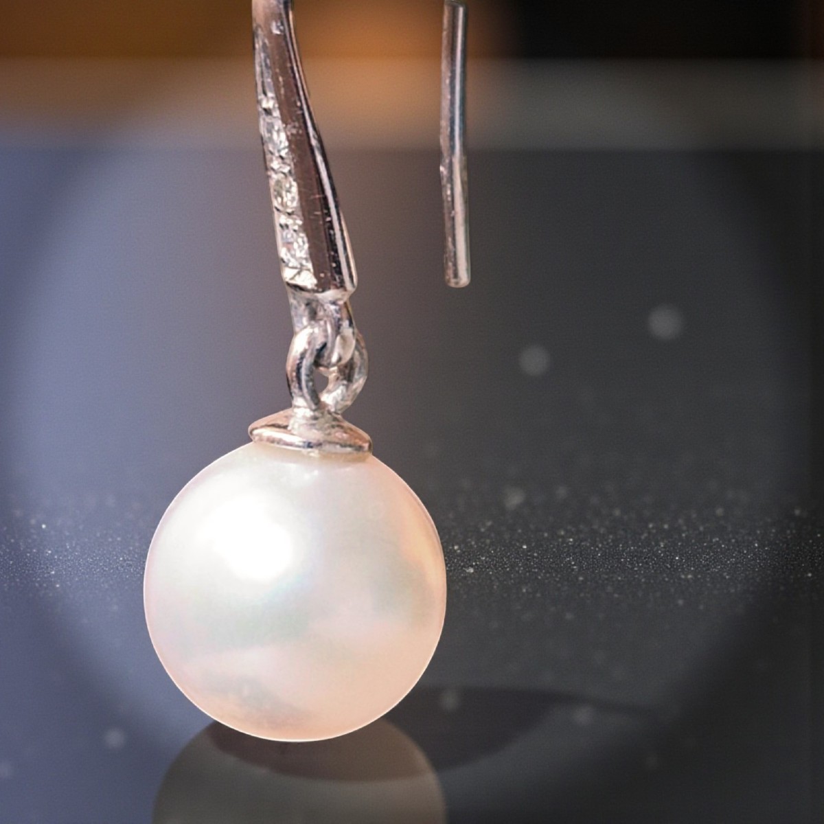 Orecchini in oro Bianco con Perle Australiane e Diamanti-photo-4