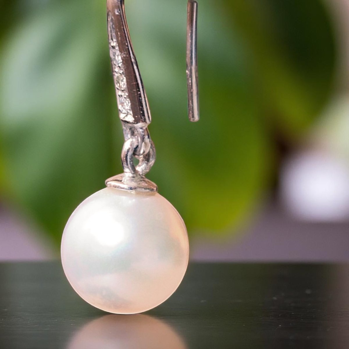 Orecchini in oro Bianco con Perle Australiane e Diamanti-photo-1