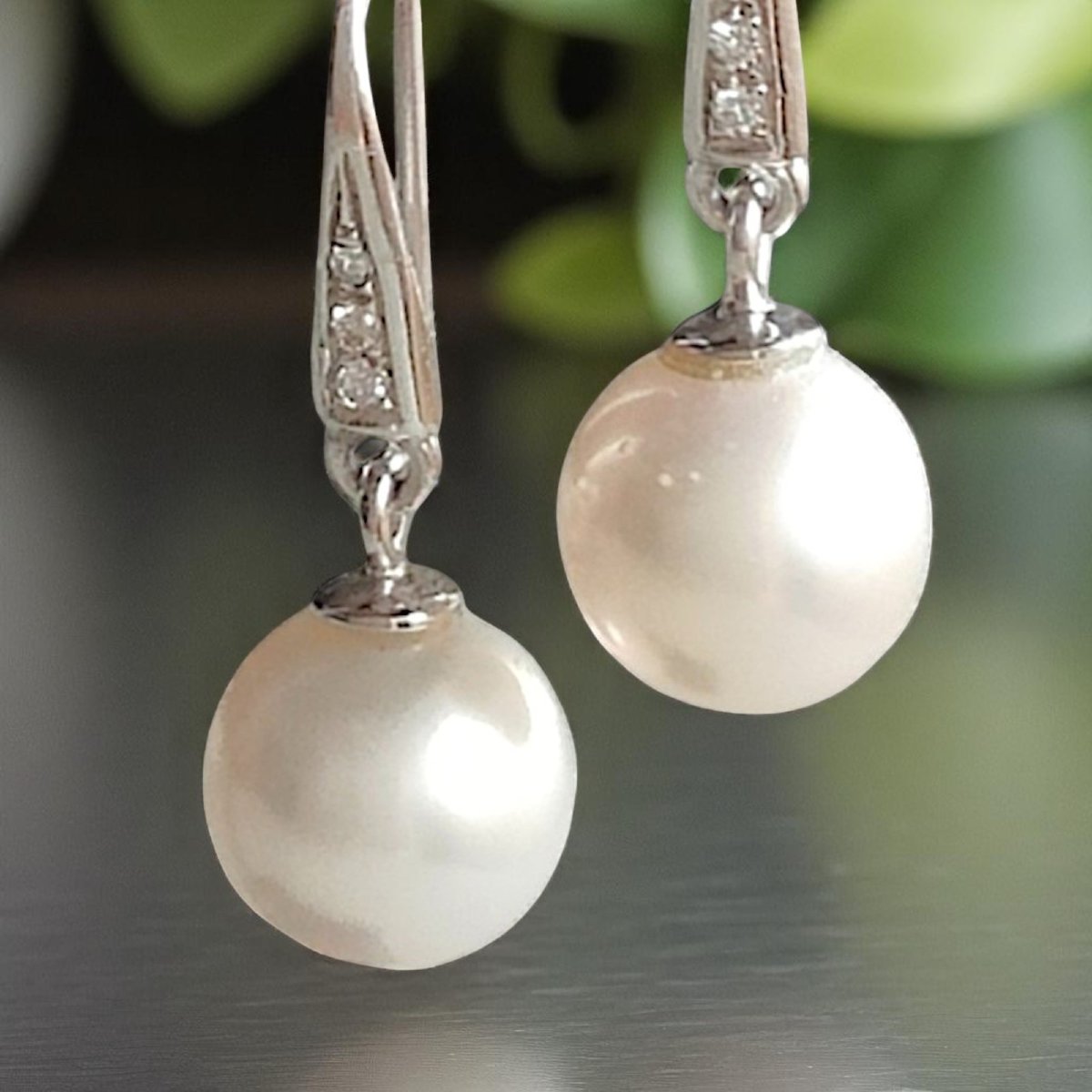 Orecchini in oro Bianco con Perle Australiane e Diamanti-photo-5
