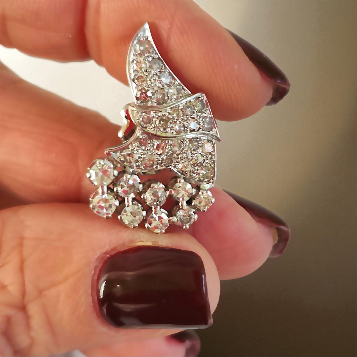 Orecchini Art Déco in Platino e Diamanti - C1920-30-photo-3