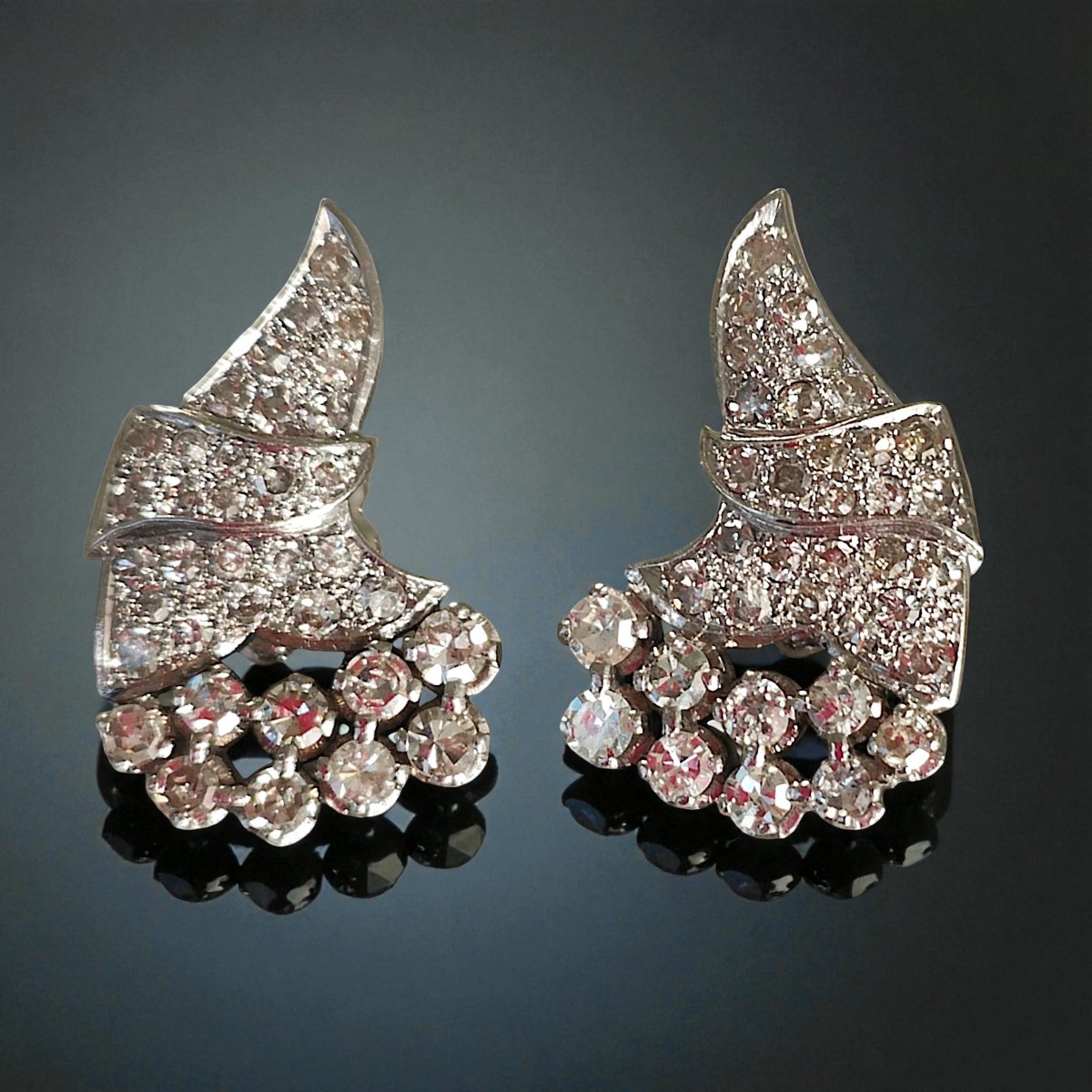 Orecchini Art Déco in Platino e Diamanti - C1920-30-photo-4