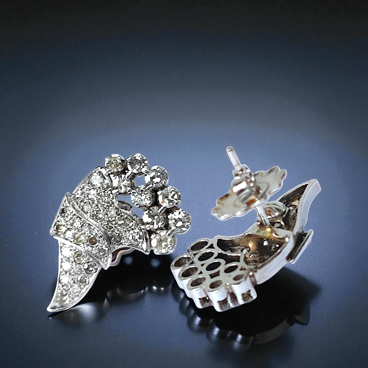 Orecchini Art Déco in Platino e Diamanti - C1920-30-photo-5