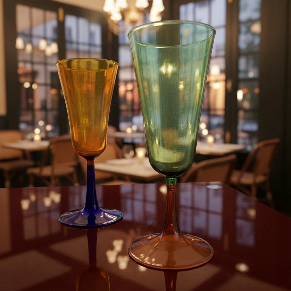 Coppia di Flute in Vetro di Murano realizzati a lume dai Maestri Cortella e Ballarin-photo-2