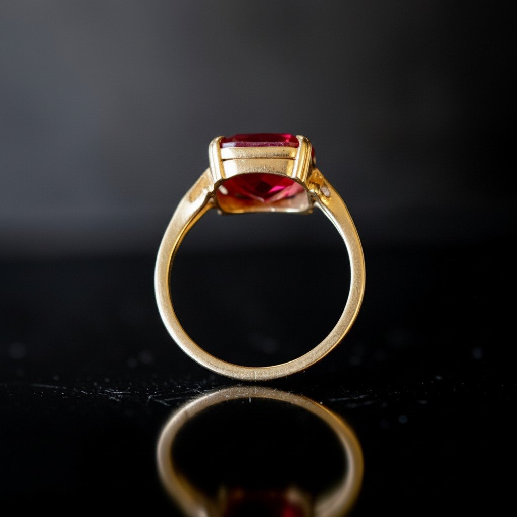 Anello in Oro Giallo 18 Carati con Rubino sintetico-photo-3